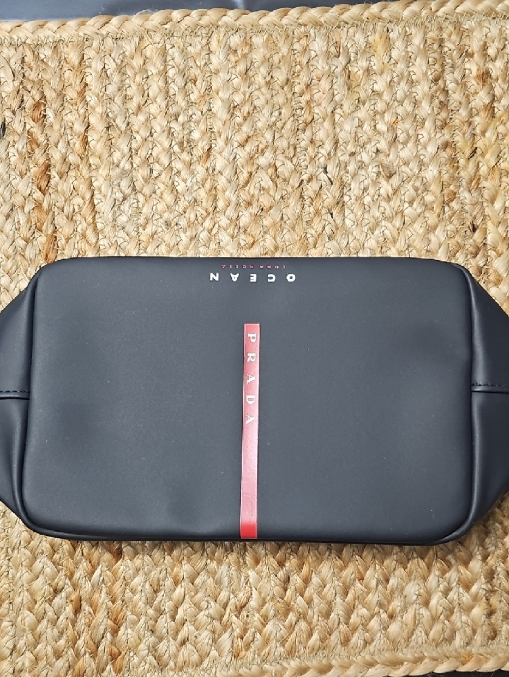 Prada Ocean Men’s Toiletry Bag Blue with Red Accent